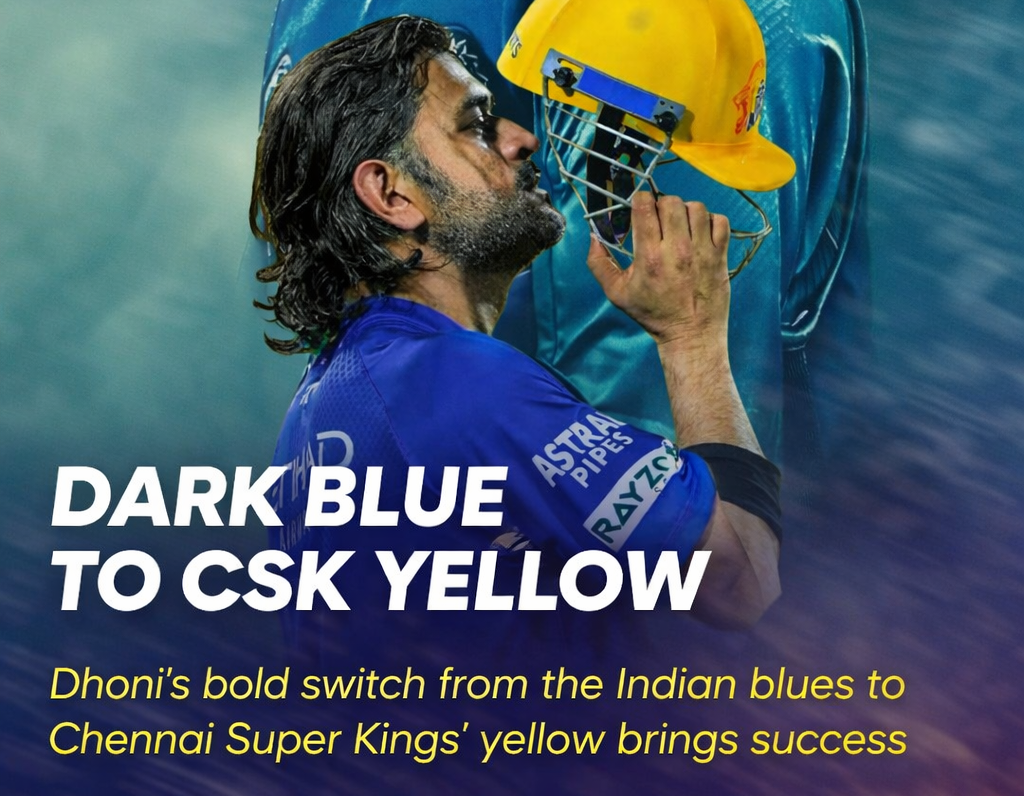 MS DHONI dark blue to csk yellow 