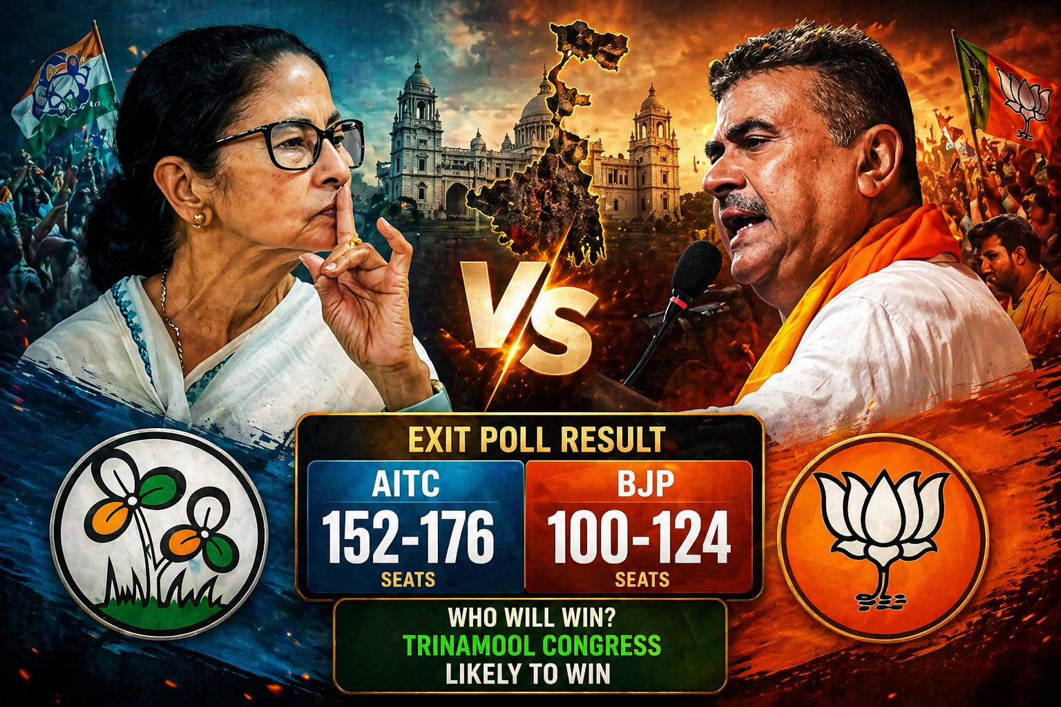 Assembly election 2026 exitpoll : ପଶ୍ଚିମବଙ୍ଗ ରେ ରାଜନୈତିକ ମାହୋଲ କିଏ ମାରିବ ବାଜି
